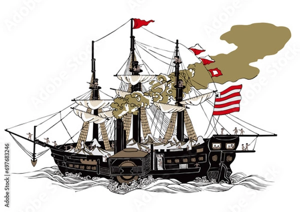 Obraz 浮世絵　黒船　その2