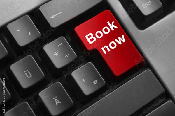 Fototapeta keyboard red button book now travel