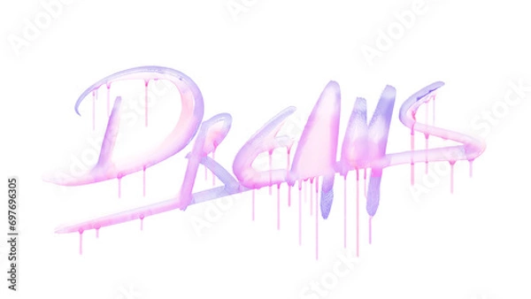 Obraz Dreams Word in Watercolor. Drpping. Transparent PNG
