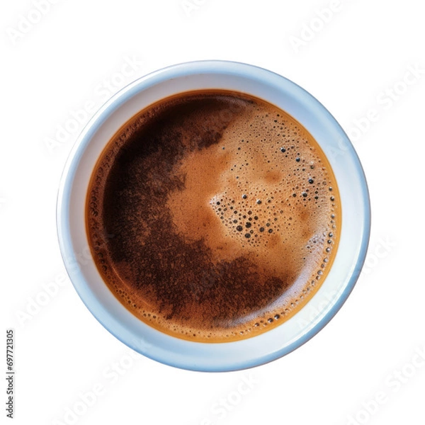 Fototapeta Top view illustration of espresso coffee on cup isolated transparent background