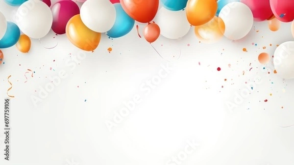Obraz Black and gold balloons with confetti on black background