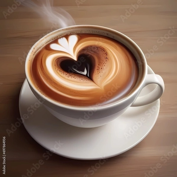 Fototapeta Crea una imagen abstracta de un tapiz de un paisaje emergiendo de una taza de café con el nombre "Alicia"3D Ultradetallado. Hiperrealistav