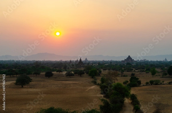 Obraz Sunset in Bagan, Myanmar