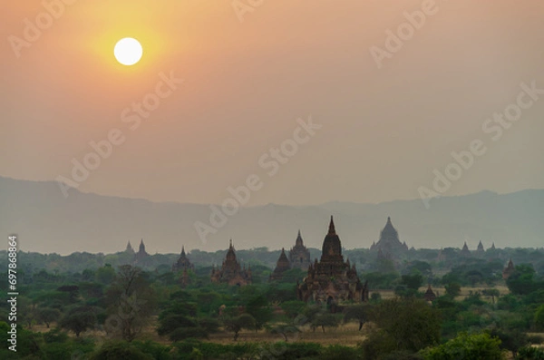 Obraz Sunset in Bagan, Myanmar