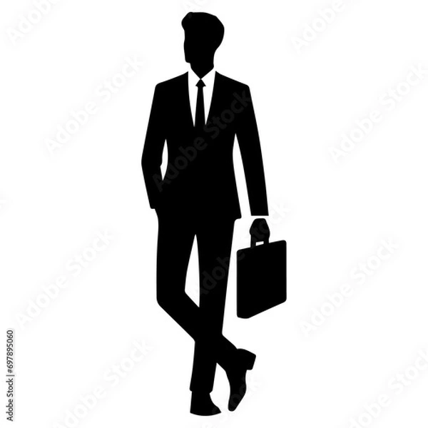 Fototapeta Business man pose vector silhouette black color, A Smart Business man Vector silhouette.