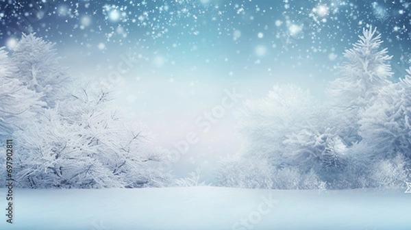 Fototapeta Winter background with copyspace. Generative AI.