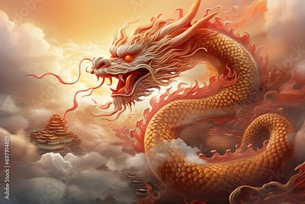 Obraz chinese dragon statue