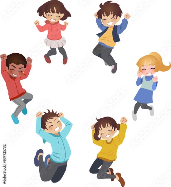 Fototapeta ジャンプする子供たちのイラスト