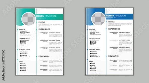 Obraz Professional resume business layout, Creative cv template.
