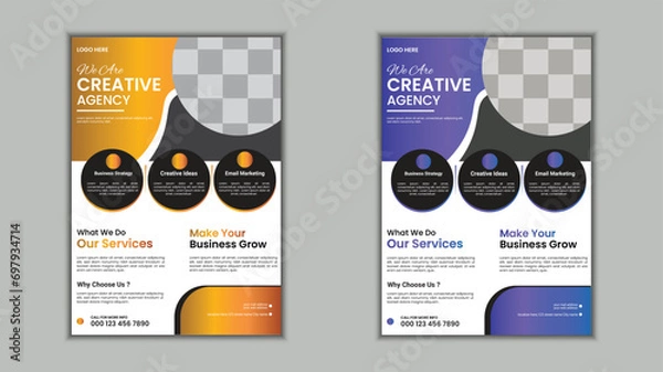Obraz templates of different colors a4 flyer template, modern business flyer template, abstract business flyer and creative design.