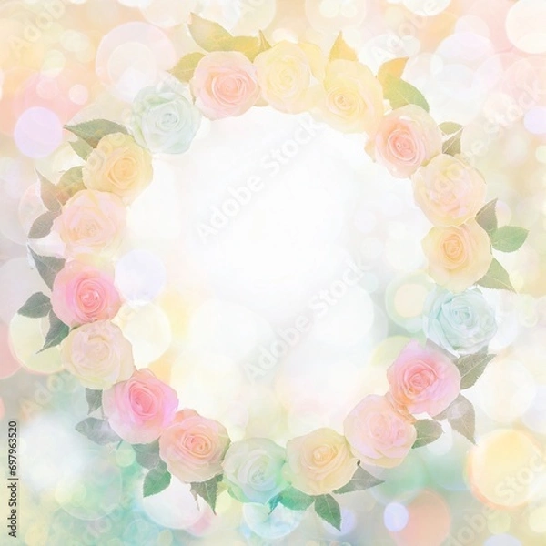 Obraz パステルカラーのバラのフレーム
