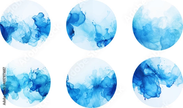 Obraz Blue round ink texture highlights
