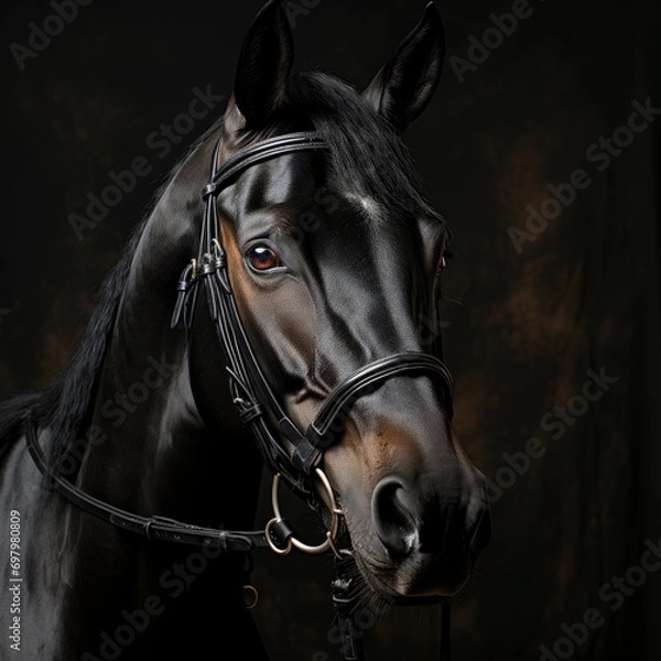 Fototapeta Elegant Horse Portrait On Black Backround , Illustrations Images