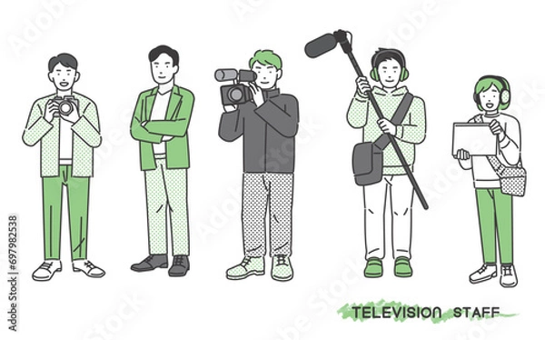 Obraz 映像制作やテレビスタッフに関するベクターイラスト素材