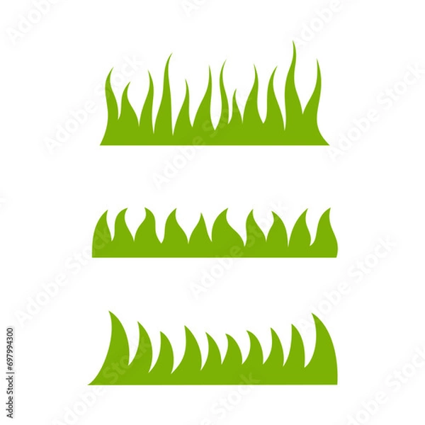 Fototapeta A set of grass in a flat style on a white background. Vector illustration