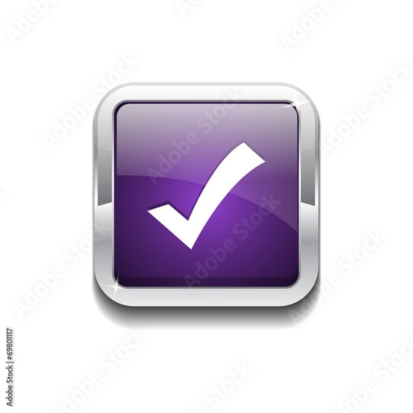 Obraz Tick Mark Rounded Corner Vector Purple Web Icon Button