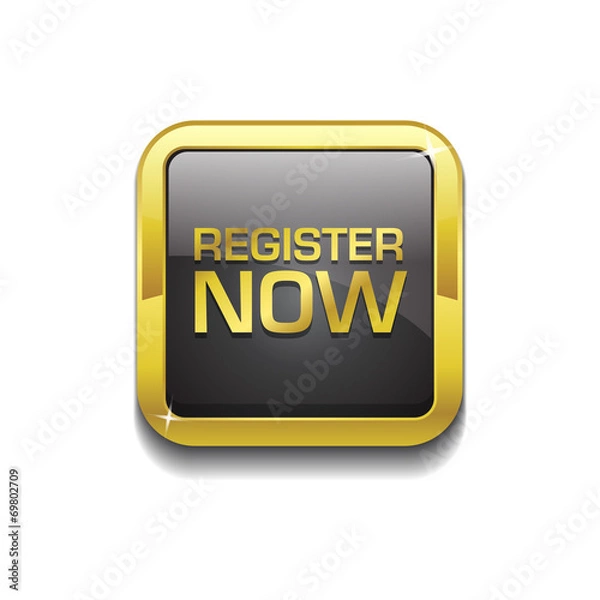 Obraz Register Now Glossy Shiny Square Vector Button
