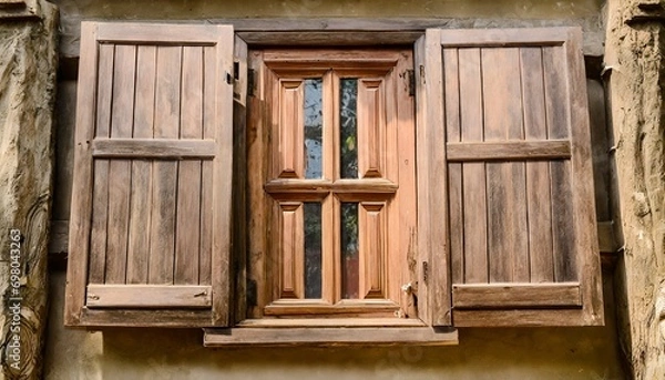 Obraz old wooden window,ai generated 