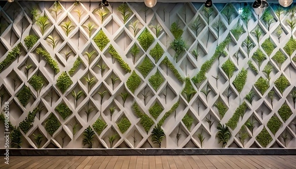 Obraz metal fence with green leaves,ai generated 