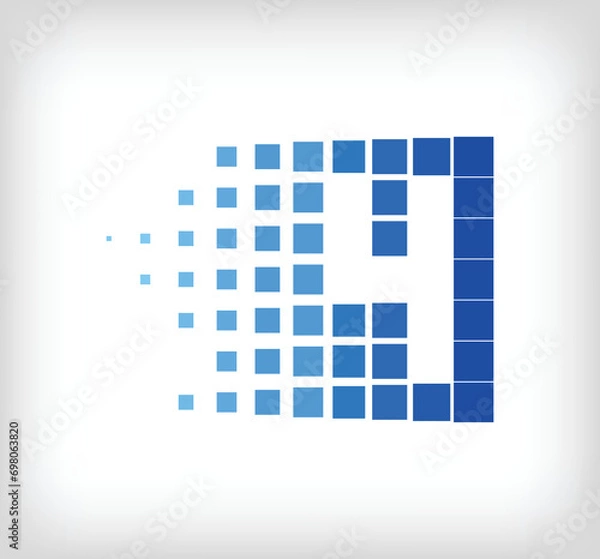 Fototapeta Unique creative digital number 4 logo set. Technology company logo template with pixel art and scattered figures. vector