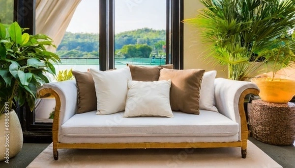 Obraz modern living room with sofa,ai generated 