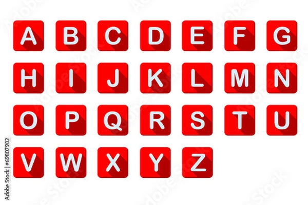 Obraz 알파벳 버튼 : 적색 플랫 디자인 형식