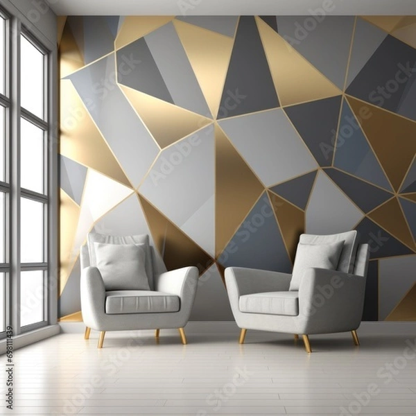 Fototapeta Elegant interior design of living room featuring a comfortable couch, Generative ai