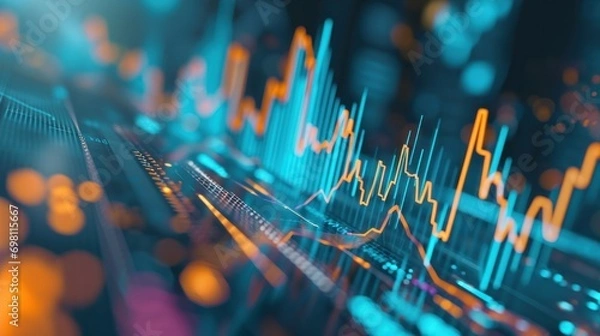 Fototapeta graph, statistics, graph lines. concept of business, economics, money, news, scientific articles, disease statistics, bitcoin. defocus, blur. horizontal photo.
