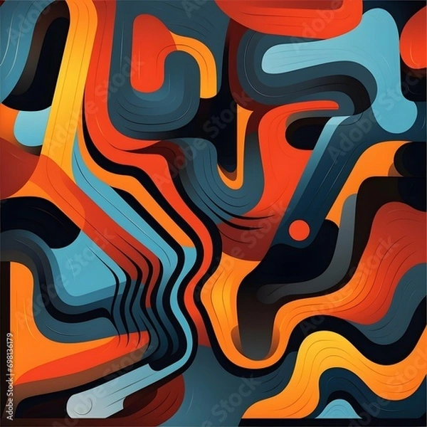 Fototapeta A geometric pattern with bold lines, shapes, and contrasting colors