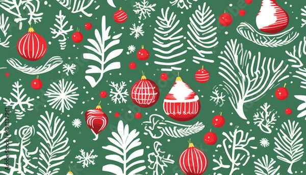 Obraz christmas background with branches and balls