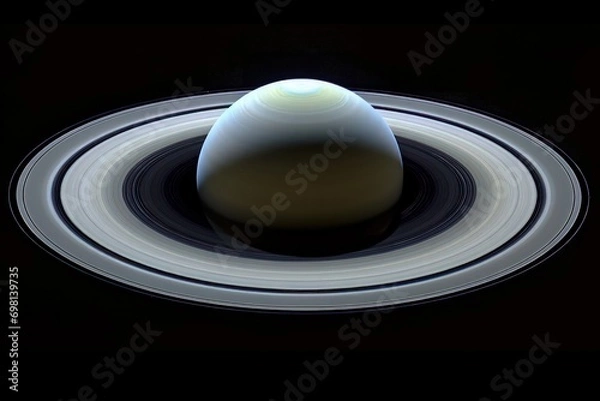 Fototapeta An image inviting us to gaze upon Saturn's splendor, with its intricate rings and serene planet surrounded by the vastness of spac