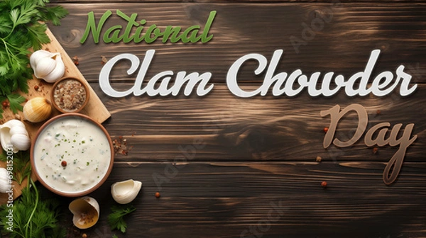 Fototapeta International Clam Chowder Day background decor