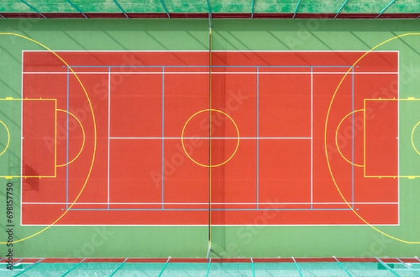 Obraz multifunctional playground from above, top down view on sports ground