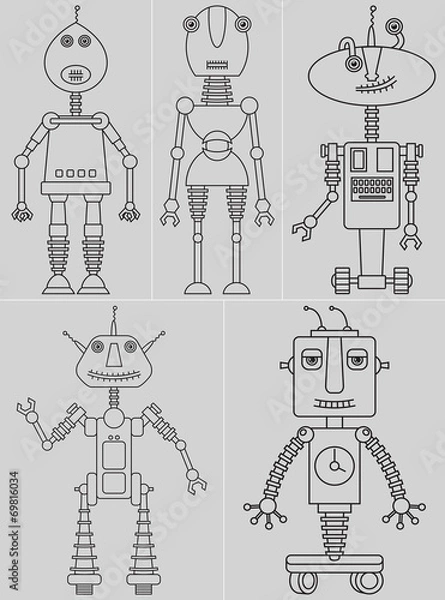 Obraz Set cute robots