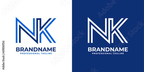 Fototapeta Letter NK Line Monogram Logo, suitable for business with NK or KN initials