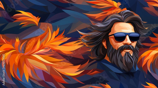 Fototapeta Abstract face of a man seamless illustration, pattern in the style of Colorful Minimalism