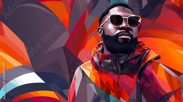 Fototapeta Abstract face of a man seamless illustration, pattern in the style of Colorful Minimalism