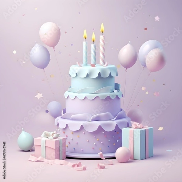 Fototapeta birthday cake with candles