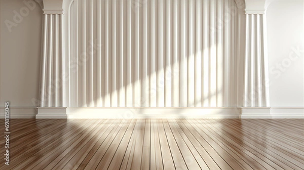 Fototapeta Abstract background. Spiral-shaped volumetric, white circles, of different sizes at different levels with a shadow. Futuristic background.