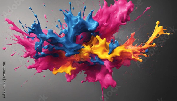Obraz カラフルなインクが飛び散る素材　生成AI