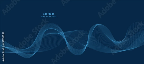 Obraz Abstract wave element for design. Digital frequency track equalizer. Stylized line art background. Vector illustration. Wave with lines created using the blend tool. Curved wavy line, smooth stripe.