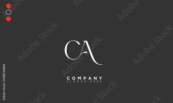 Fototapeta CA Alphabet letters Initials Monogram logo AC, C and A