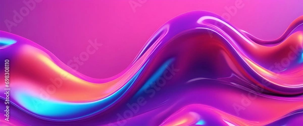 Fototapeta Wavy Fantasy: Purple and Pink Abstract Texture with Dynamic Curves and Three-Dimensional Patterns - A Creative Splash of Liquid Artistry - Abstract Purple Background with Waves