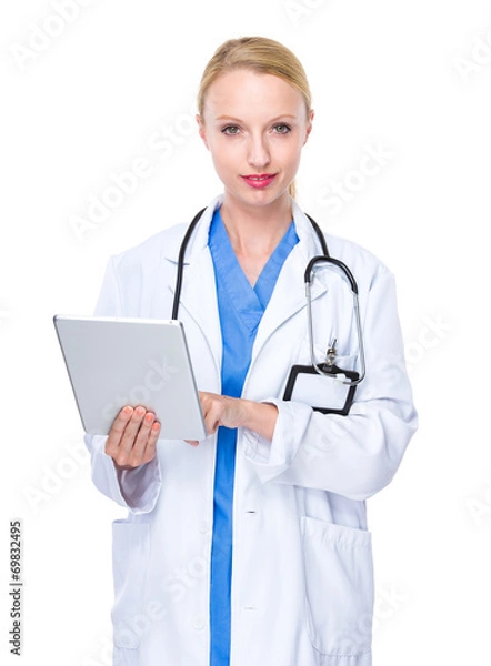 Fototapeta Doctor use of digital tablet