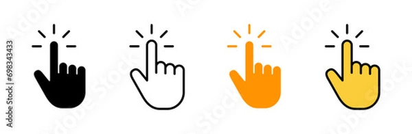 Fototapeta Hand cursor icon set vector. cursor sign and symbol. hand cursor icon clik