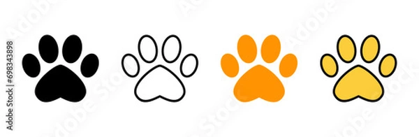 Fototapeta Paw icon set vector. paw print sign and symbol. dog or cat paw