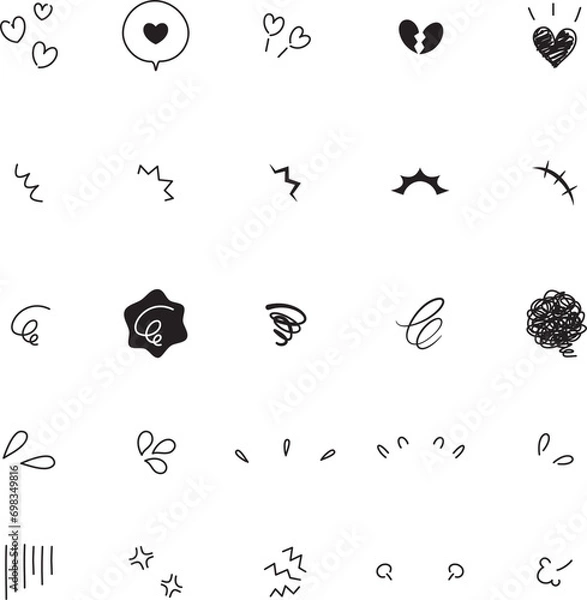 Obraz 気持ちを表すかわいいあしらいセット　白背景