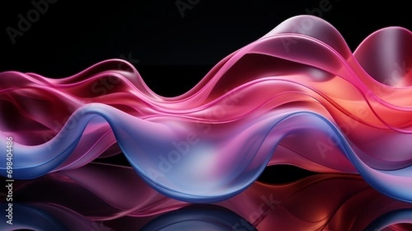 Fototapeta Revolutionize Your Screen: Dynamic Pink & Gray Waves in 64K Brilliance – Unleash the Future with Top-Tier Wallpaper!, Generative AI