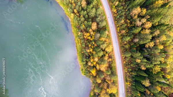 Obraz river next to road