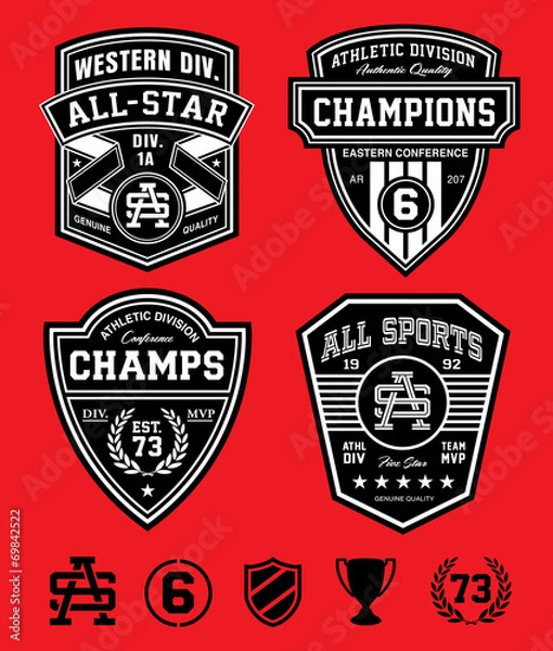 Fototapeta Zestaw emblematów naszywka sportowa